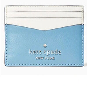 Kate  spade ♠️ Staci Blue white slim card holder